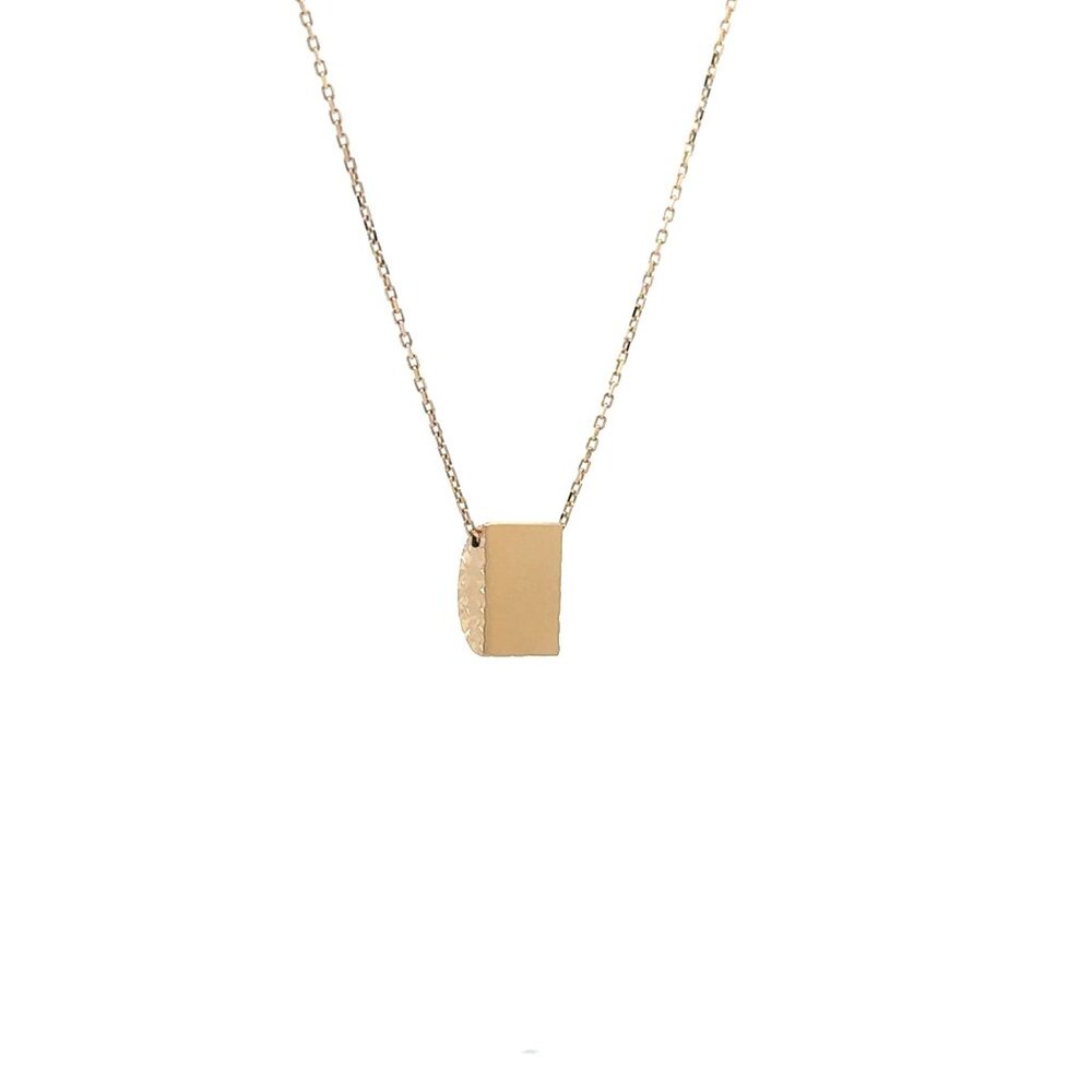 18K Gold Necklace Chain 16.50" with Rectangle Pendant 1.74grams - Picture 5 of 6